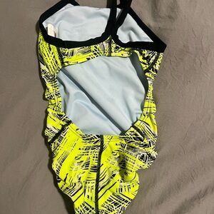 Kids Neon Yellow and Black One Piece Swimsuit